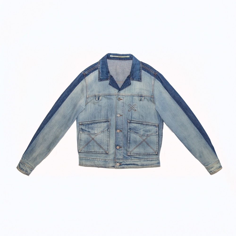 Kenzo Paris Men's Patchwork Tonal ‎ Denim Jacket  Size M Slime Fit